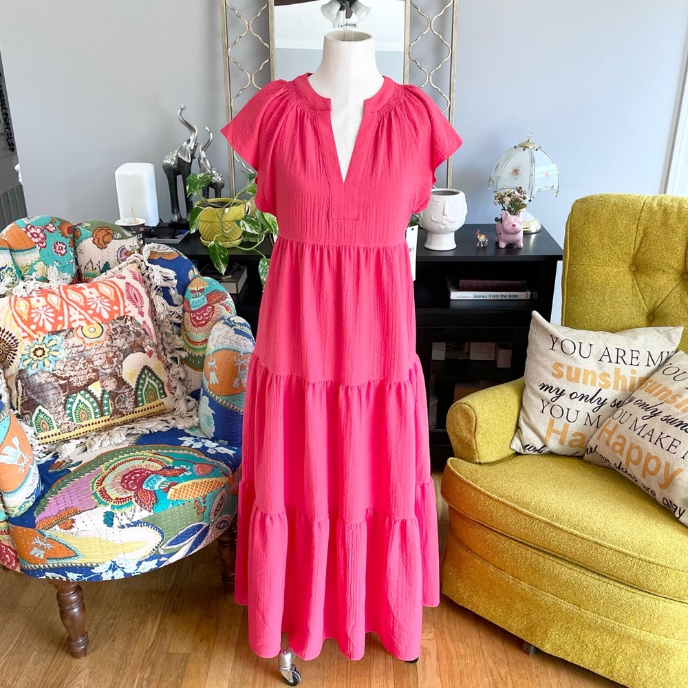 Calvin Klein Vibrant Pink Maxi Dress with pockets